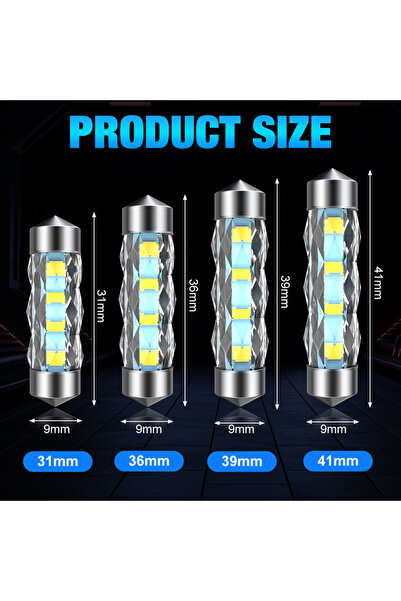 Choice26 6PCS 31mm ​XSTORM C5W LED Dome Light Canbus 31MM 36MM 39MM 41MM Led ...