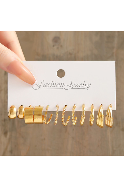Choice8 AYA12Pcs Fashion Geometric Gold Color Earring Set for Women Vintage M...