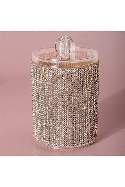 Choice White Luxury Diamond Cotton Swab Storage Box Portable Cotton Swabs Sto...