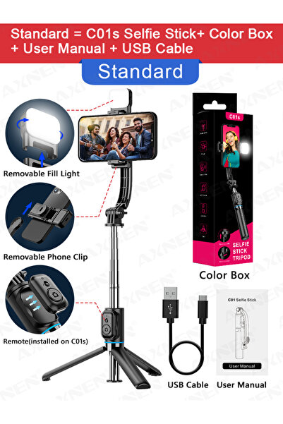 Choice C01s Selfie Stick C01s Selfie Stick Tripod with Fill Light, Detachable...