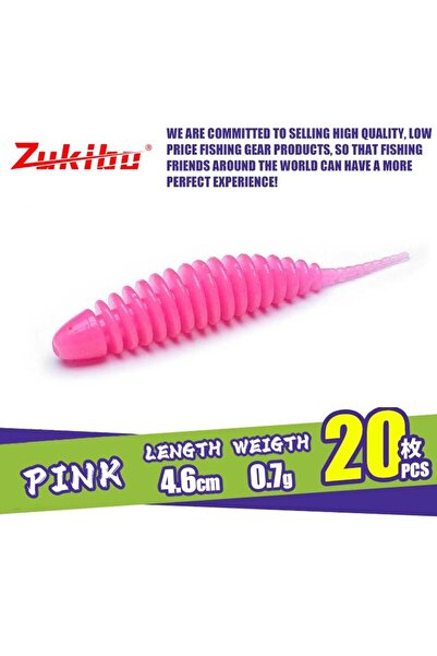 Choice 20pcs With Bag Pink 4.6cm 0.7g ZUKIBO New 20pcs Fishing Tiny Worm Bait...