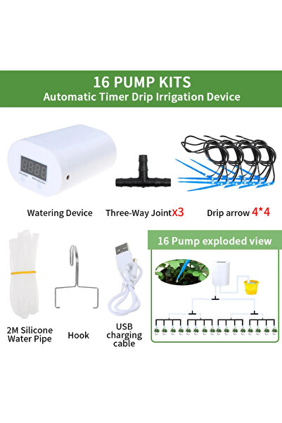 choice2 16 pump kit Automatic Plant Flower Watering Pump Home Sprinkler Drip ...
