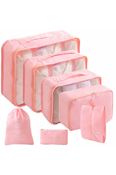 Choice 7pcs Pink 10/7 Pcs Set Travel Organizer Storage Bags Suitcase Packing ...