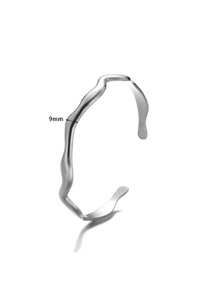 Choice1 B1368P Stainless Steel Wave Open Bangle Bracelets for Women Fashion G...