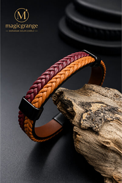 magıcgrange Men's Genuine Leather Bracelet with Exclusive Design – Stylish, C...