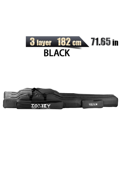 Choice 182CM 3 Layer BLACK Portable Foldable Fishing Rod Carrier Fish Pole Re...
