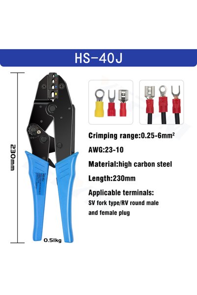 Choice24 كماشة تجعيد HS-40J، أدوات تثبيت، طقم أطراف كابلات محورية/غطاء، 230 م...