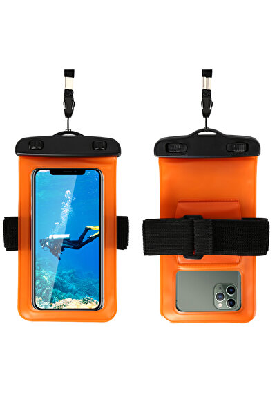 Choice1 1PCS Orange Arm Belt Mobile Phone Waterproof Pouch For iPhone 17 16 1...