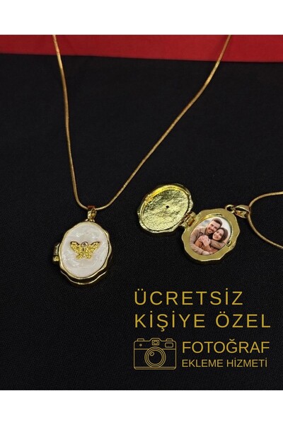 Melisa Takı & Aksesuar 316L Steel Gold Color Openable Picture Necklace (Photo...
