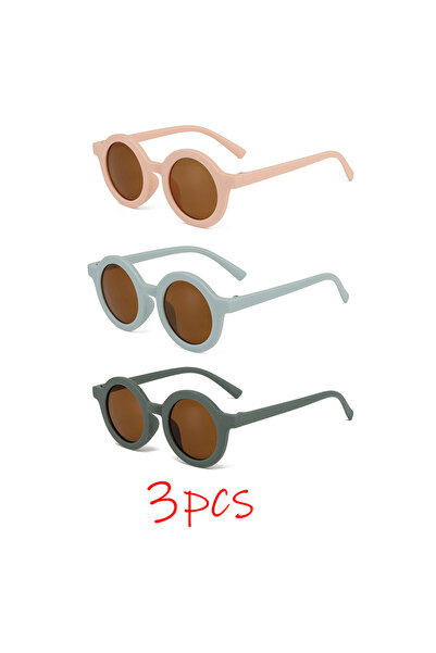 Choice 3PCS-2 Children's sunglasses, inset style round frame, 1-7 year old ba...