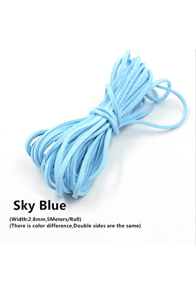 Choice 3MM 5Meters Sky Blue 3MM 5M Micro-Fiber Flat Leather Lace Beading Thre...