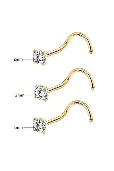 Choice11 Face Nose Rings & Studs 3pc-2mm 1/3/5Pcs Minimalist Curved Bar Nose ...