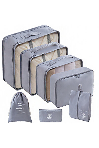 Choice 7pcs Grey 10/7 Pcs Set Travel Organizer Storage Bags Suitcase Packing ...