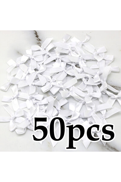 Choice 4cm WHITE (50 Pcs) 4*4cm Colourful Ribbon Bows Small Size Polyester Sa...