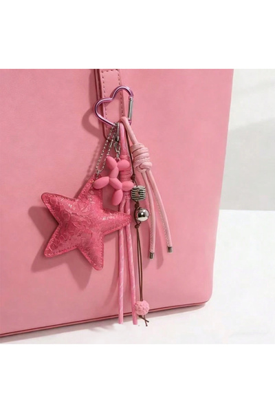 Choice1 mattepink Multicolor Luxury Flat Keychain Bag pu Leather Five-Pointed...