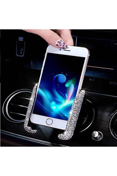 Choice WHITE Car Phone Holder Diamond Crystal Car Air Vent Mount Clip Mobile ...
