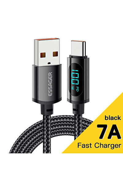 Choice ESSAGER 2m Black Essager 7A USB Type C Cable Display PD 100W Fast Char...