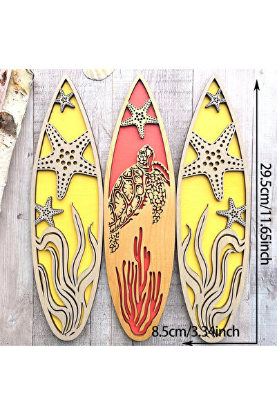 Choice3 3pcs MS10802 3 Pcs Wooden Beach Surfboard Wall Hanging Sign Decor Sum...