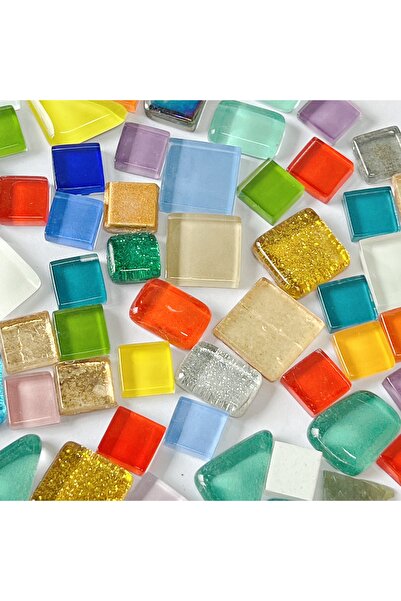 Choice 50pcs 1cm*1cm All mixed DIY Ceramic Mosaic Glass 50pcs Tiles Handmade ...