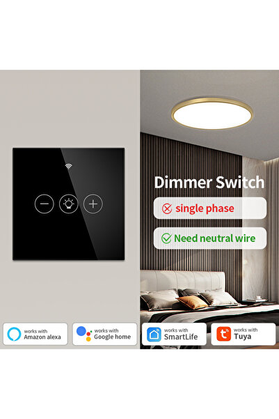 Choice5 EU Black Tuya WiFi EU/US Smart Dimmer Switch Light Wireless Touch Sma...