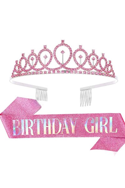 Choice1 pink-AB Birthday Tiara Crown Sash Birthday Girl Women Girls Party Dec...