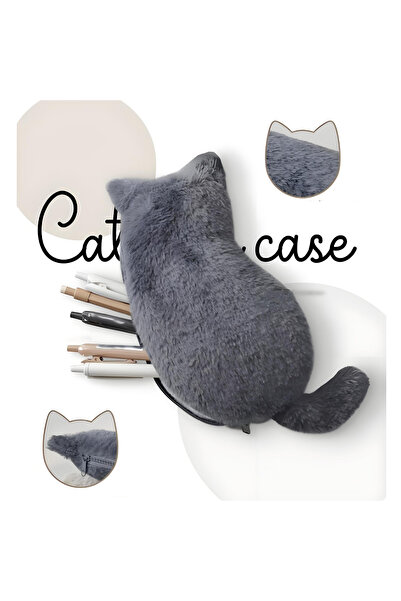 Choice D Kawaii Plush cat shaped pen bag with soft touch cute lightweight lar...