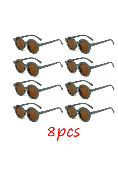 Choice green-8pcs Children's sunglasses, inset style round frame, 1-7 year ol...