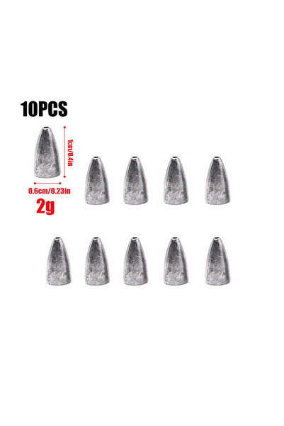 Choice 10PCS 2g lead Weight Lead Sinker Kit Bullet Fishing Sinker Weight Worm...