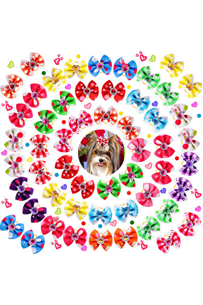 Choice1 10PCS as the picture show 10/20/30PCS Pet Hair Bows Dog Grooming Acce...