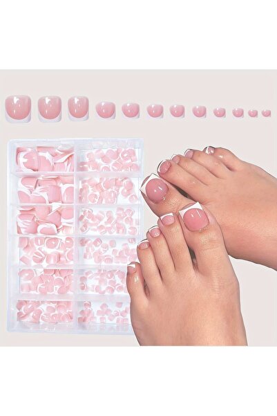 Choice Light Grey 120pcs -box Almond White French Fake Nails for Stylish Wome...