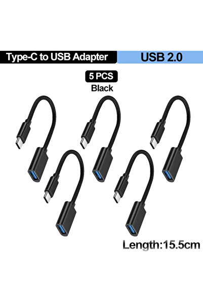 Choice26 5x كابل USB إلى C للهواتف المحمولة، محول USB أنثى إلى Type C ذكر، كا...