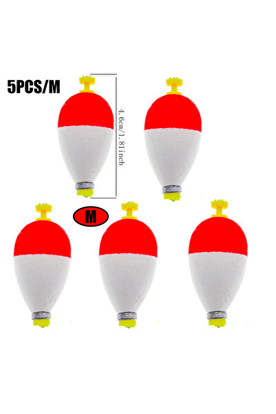 Choice 5PCS M Fishing Bobbers Floats Set Foam Snap on Float Weighted Bobbers ...