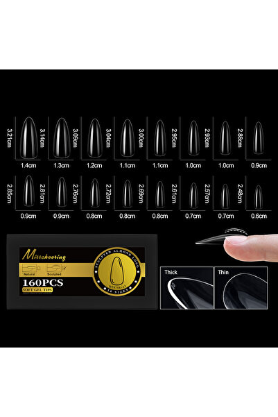 Choice 13-160pcs-Almond-L S-2XL Glossy False Nail Tips Sculpted Soft Gel Almo...