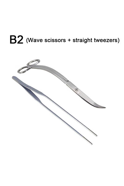 choice2 2 pcs set Aquarium Scissor Tools Set Wave Scissors Tweezers Plants Gr...