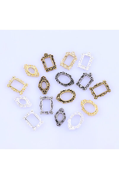 Choice mix 50Pcs Nail Art Frames 4 Shapes Designs DIY Alloy Charms For 3D Nai...