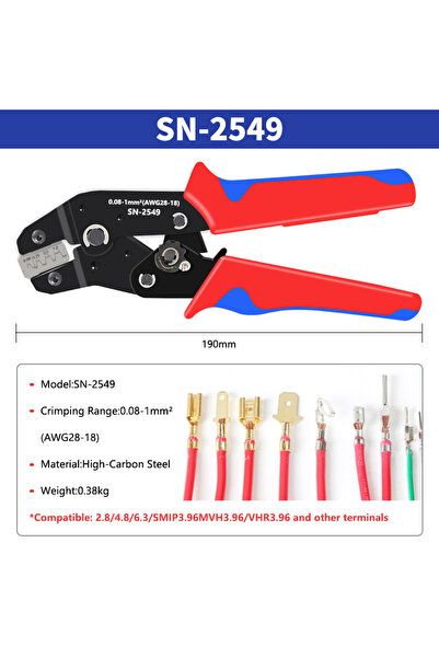 Choice SN-2549 Ratcheting Crimping Plier for PH2.0/XH2.54/2.54/2.8/3.0/3.96/4...