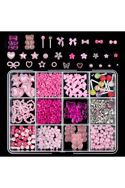 choice2 04 12 Grid Mixed 3D Color Resin Bow Pearl Heart Flat Back Diamond Nai...