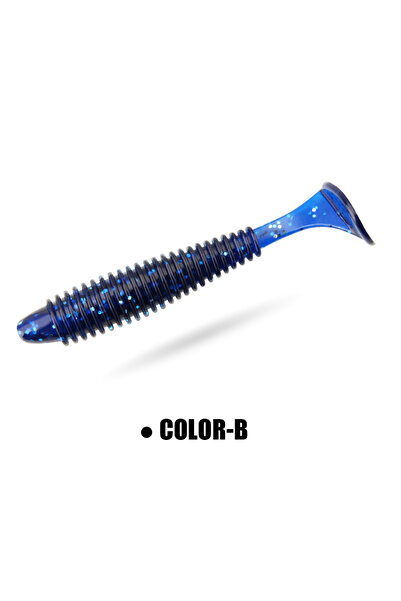 Choice Color-B Spinpoler Soft Lure Ribbed Shads Fishing Bait Worm Paddle Tail...