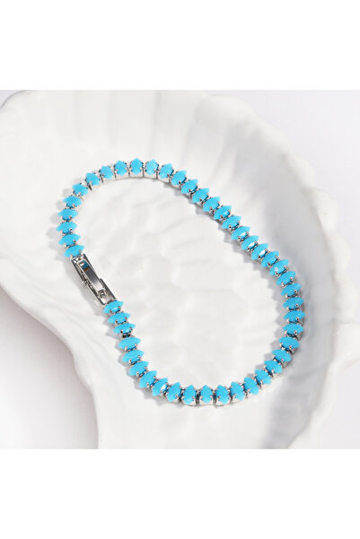 Choice3 style F silver Blue Turquoise Bracelet 18K Gold Plated Waterproof Bra...