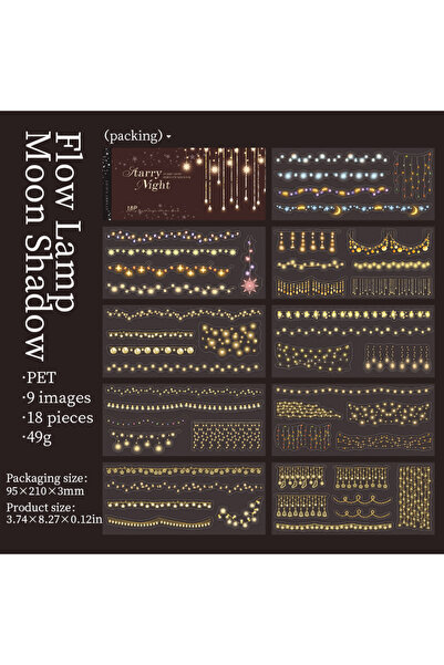 Choice D 18pcs Large size Starry Night Light Die-cutting PET Sticker book DIY...