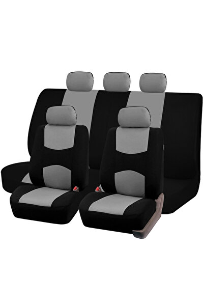 Choice Gray Set Plain Fabric Bicolor Stylish Car Seat Covers Universal Polyes...