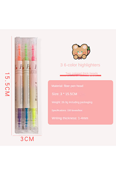 Choice A 3/6Pcs/Set Double Head Fluorescent Highlighter Pen Markers Pastel Dr...