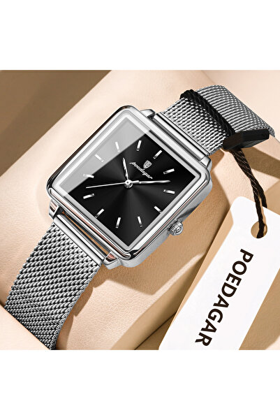 choice2 793 Silver Black Square Fashion Ladies Watch Waterproof Stainless Ste...
