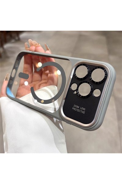 Choice4 iPhone 16 Pro Max Gray Luxury Magnetic Metal Lens Bumper Protection C...