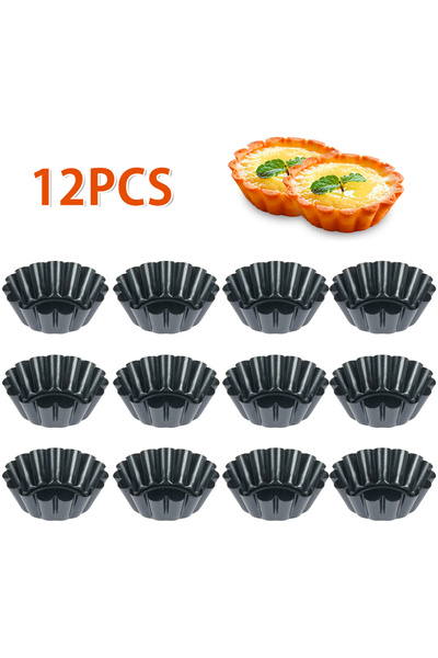Choice1 12Pcs 12Pcs Pan Mold Tart Quiche Flan Cake Non-stick Pie Pizza Mold C...