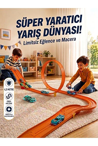 Genel Markalar Go Track Turuncu Renk Esnek Yarış Pisti 4.5 Mt