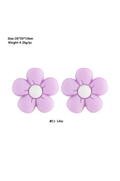 Choice34 5pcs Lilac 5-20pcs/Lot Silicone Colorful Flower Focal Beads For Jewe...