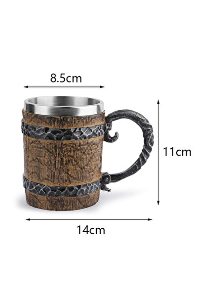 APWIKOGER Wood 0011 Viking Wood Style Beer Mug Simulation Wooden Barrel Beer ...