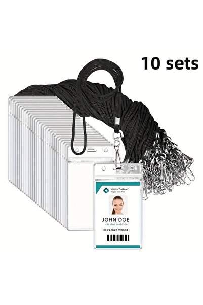 Choice1 10 مجموعات (1 مجموعة/10 مجموعات) حامل بطاقة هوية عمودي مع حبل تعليق، ...