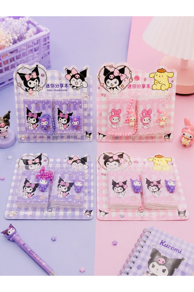 ÖZ OFİS Kuromi My Melody Tasarımlı 2'li Mini Defter Seti - Mini Figürlü